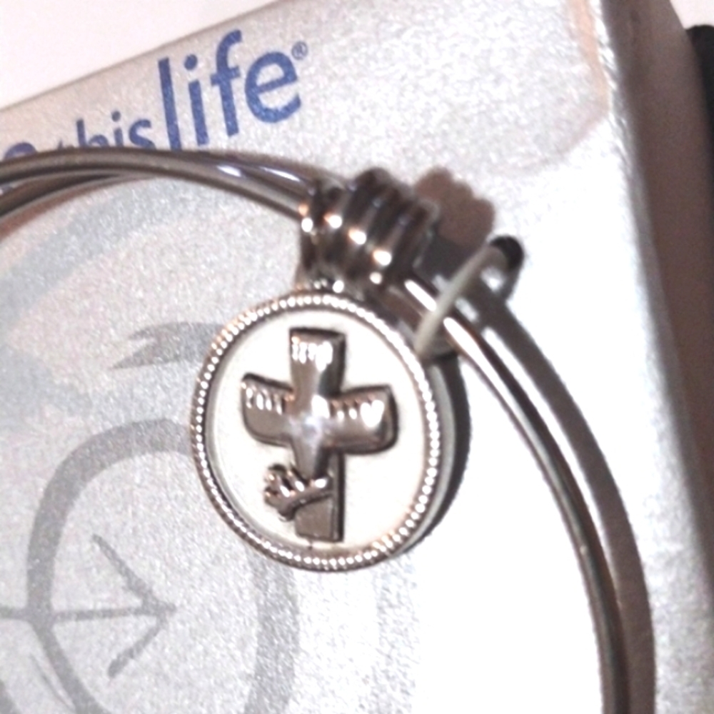 LOVE THIS LIFE FAITH STERLING SILVER EXPANDABLE BRACELET W/CHARMS-NWT - Picture 4 of 9